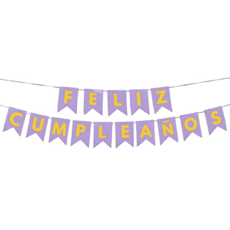 BANDERIN FELIZ CUMPLEAÑOS LISO VIOLETA